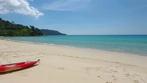 Almost empty Kata Noi beach in Phuket during the pandemic Stock Footage 169917409