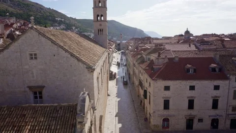 The almost empty main street of dubrovnik Stock Footage 141148494