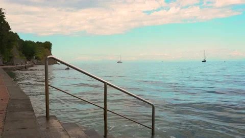 Almost empty San Simon Bay in Slovenia Stock Footage 160543573