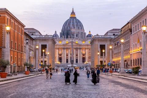 An almost empty St. Peter's Square, Vatican City during Covid pandemic 스톡 사진