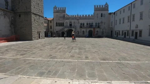 Almost empty Tito square in Koper Capodistria, Slovenia Stock Footage 136540031