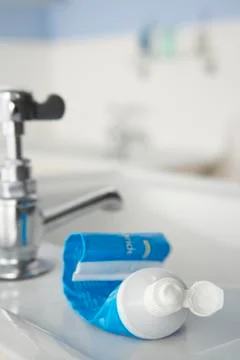 Almost empty toothpaste tube Stock Photos