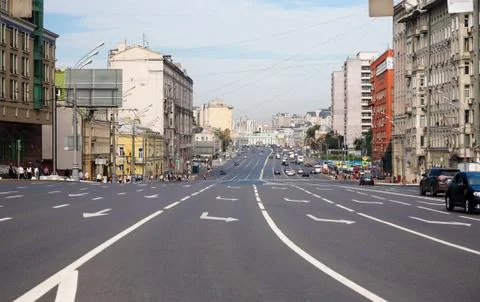 Almost empty wide street Stock Photos