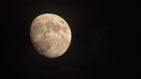 Almost full moon moving in night sky Video stock 35050248