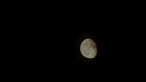 Almost full night yellow red white moon Video stock 195698832