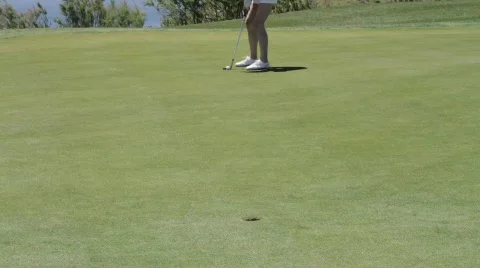 Almost in the Hole Long Putt Stock Footage 800314