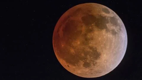 Almost Totality, Blood moon eclipse of 2014 Stock Photos