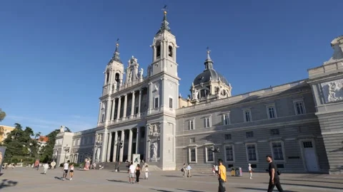Almudena Cathedral at sunset Stock Footage 280440064
