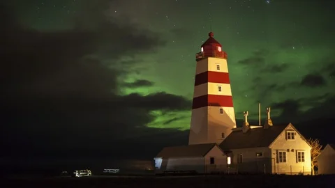 Alnes lighthouse, Norway Stock Footage 87765129