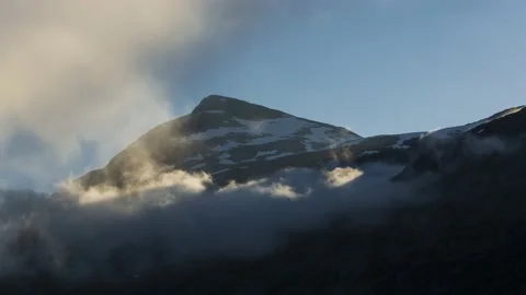 Alnestinden with clouds,4k,timelapse Stock Footage 230214046