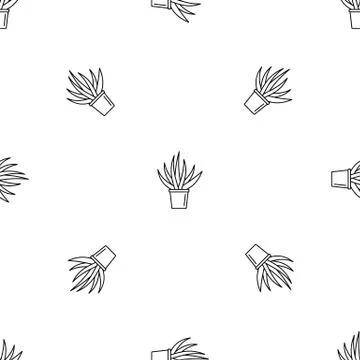 Aloe housepot pattern seamless vector 스톡 일러스트