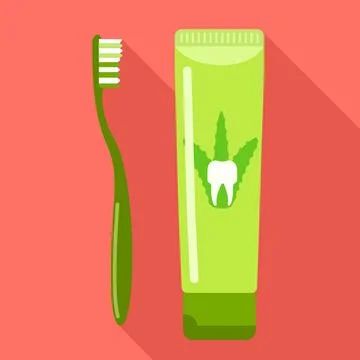 Aloe toothpaste icon, flat style Stock Illustration