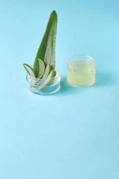 Aloe vera balm making process illustration, healthcare and cosmetics Stock Photos