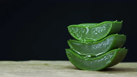  Aloe Vera on a black background. Stock Footage 153743874