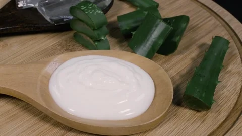 Aloe Vera Cream Rotation in a studio Stock Footage 248782303