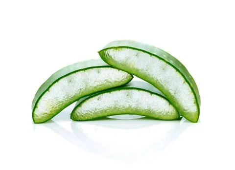 Aloe vera fresh leaf isolated on white Stock Photos