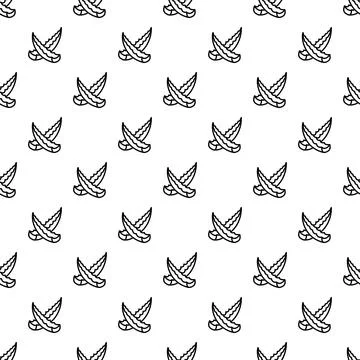 Aloe vera leaves seamless pattern line art イラスト素材