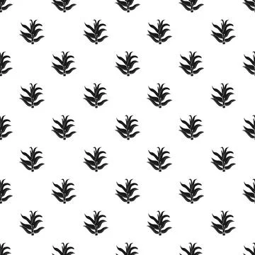 Aloe vera plant seamless pattern black and white Illustrazione stock