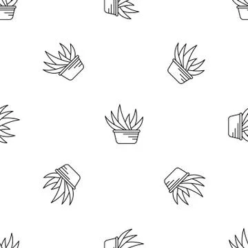 Aloe vera pot pattern seamless Illustrazione stock