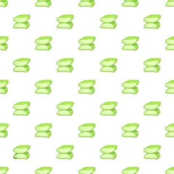 Aloe vera slices green pattern seamless background Stock Illustration