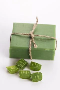 Aloe vera soap Stock Photos