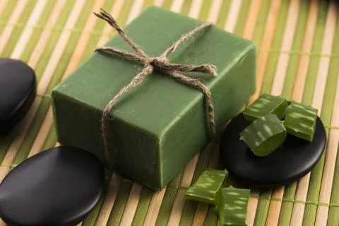 Aloe vera soap Stock Photos