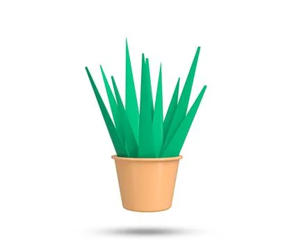 Aloe vera Tree in pot 3d icon. Stockillustratie