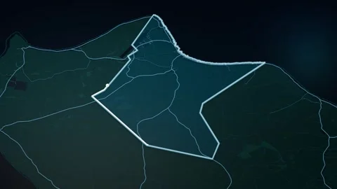 Alofi Niue Glowing Digital Map Animation 4K Stock Footage 339557447