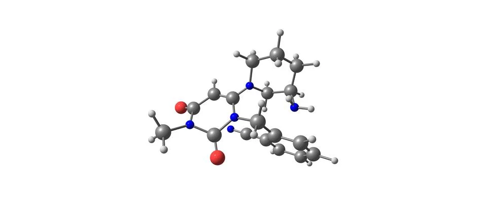 Alogliptin molecular structure isolated on white Stock Illustration