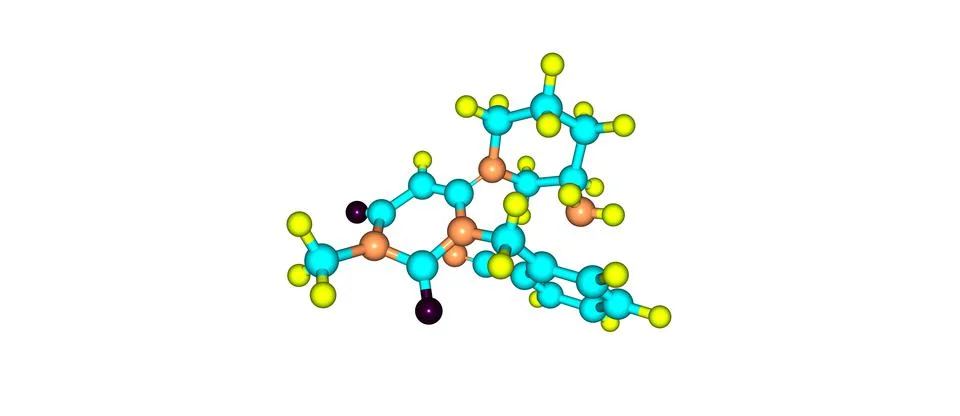 Alogliptin molecular structure isolated on white Stock Illustration