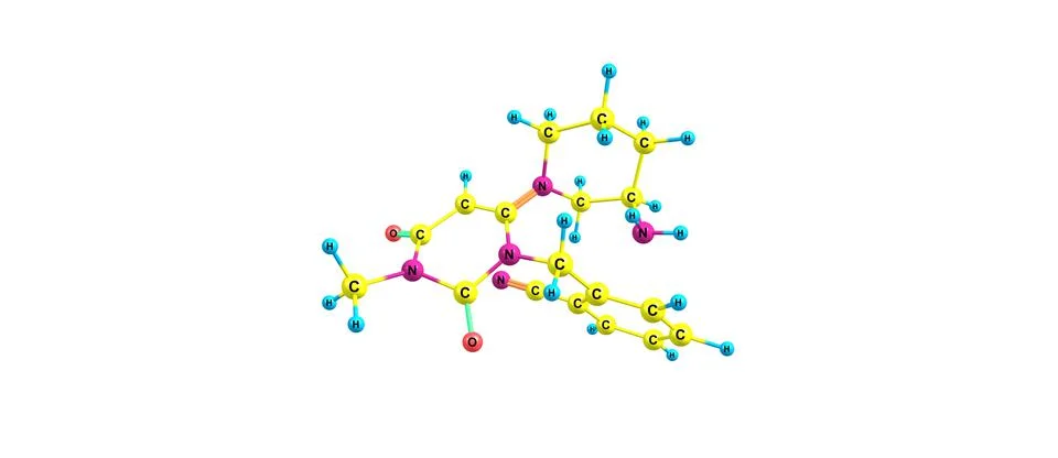 Alogliptin molecular structure isolated on white Illustrazione stock