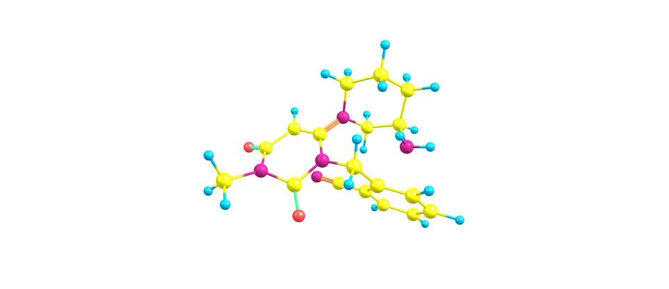 Alogliptin molecular structure isolated on white イラスト素材