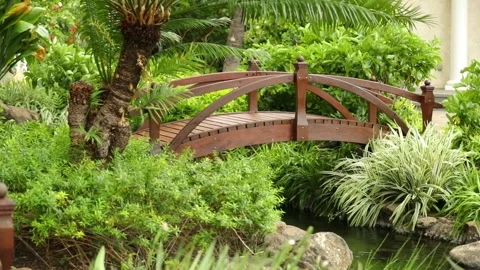 Aloha Films - Small Bridge over Pond Slo Mo - 01 Canon 1DX II 1080p 24p Stock Footage 146817830