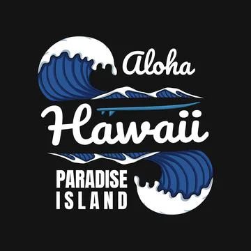Aloha hawaii waves surfing vector illustration Stock Illustration