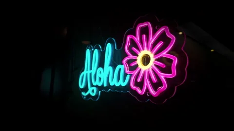 Aloha Neon sign Stock Footage 345279882