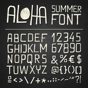Aloha sumer hand drawn font - chalkboard 스톡 일러스트