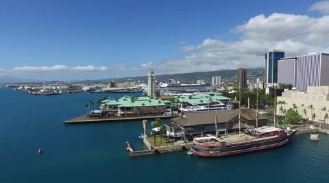 Aloha Tower, Honolulu Harbor, Oahu, Hawaii Stock Footage 47275637