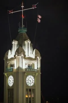 Aloha Tower at night Stock Photos
