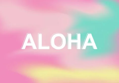 Aloha typography on colorful light gradient background. Vector illustration. Illustrazione stock
