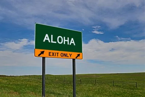 ALOHA US Highway Exit Only Sign Foto stock