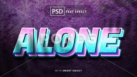 Alone 3d text effect editable PSD Template