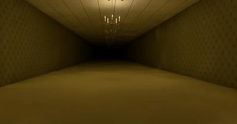Alone in the backrooms liminal space 3d render Stock Illustration