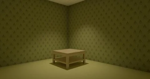 Alone in the backrooms liminal space 3d render Stock Illustration