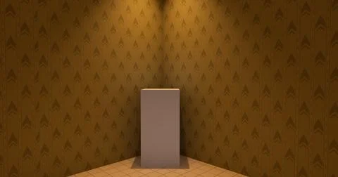 Alone in the backrooms liminal space 3d render Stock Illustration