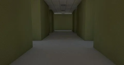 Alone in the backrooms liminal space 3d render Stock Illustration