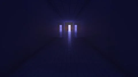 Alone in the backrooms liminal space 3d render Stock Illustration
