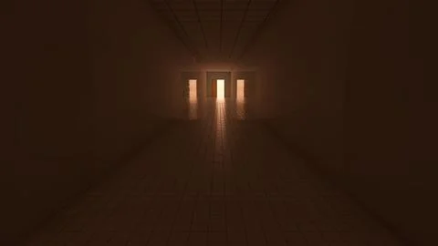 Alone in the backrooms liminal space 3d render Stock Illustration