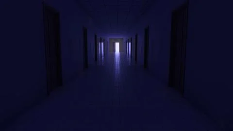 Alone in the backrooms liminal space 3d render Stock Illustration