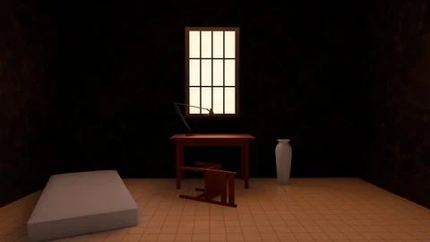 Alone in the backrooms liminal space 3d render Stock Illustration