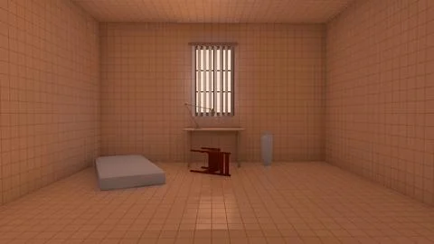 Alone in the backrooms liminal space 3d render Stock Illustration